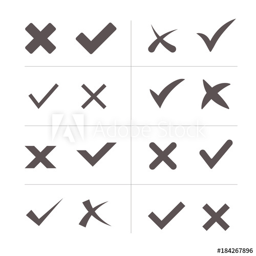 500x500 Grey Cross And Tick Vector Icon Set