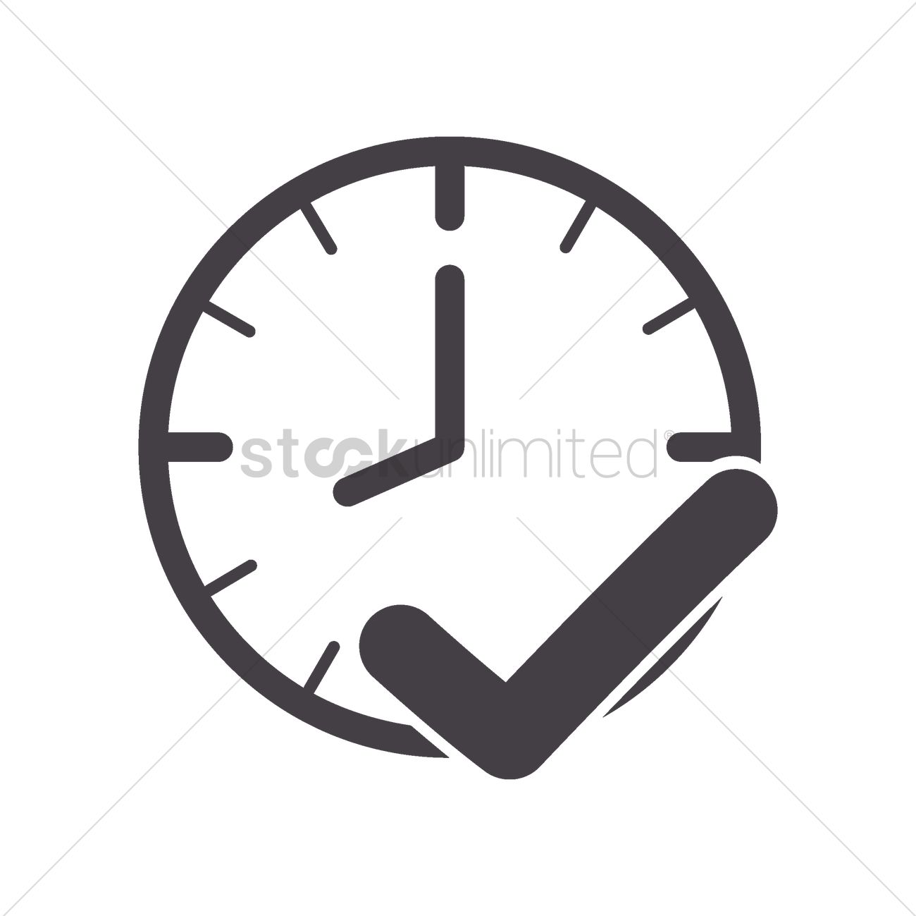 1300x1299 Clock With Tick Vector Image