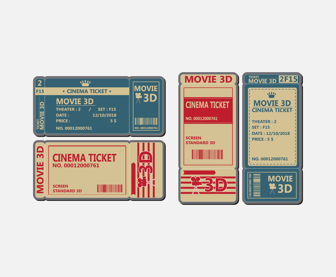 1136x936 Cinema Ticket Card Flat Vector Design Vector Art Graphics