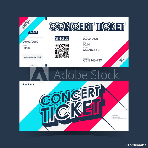 500x500 Concert Ticket Card Element Template For Design Vector