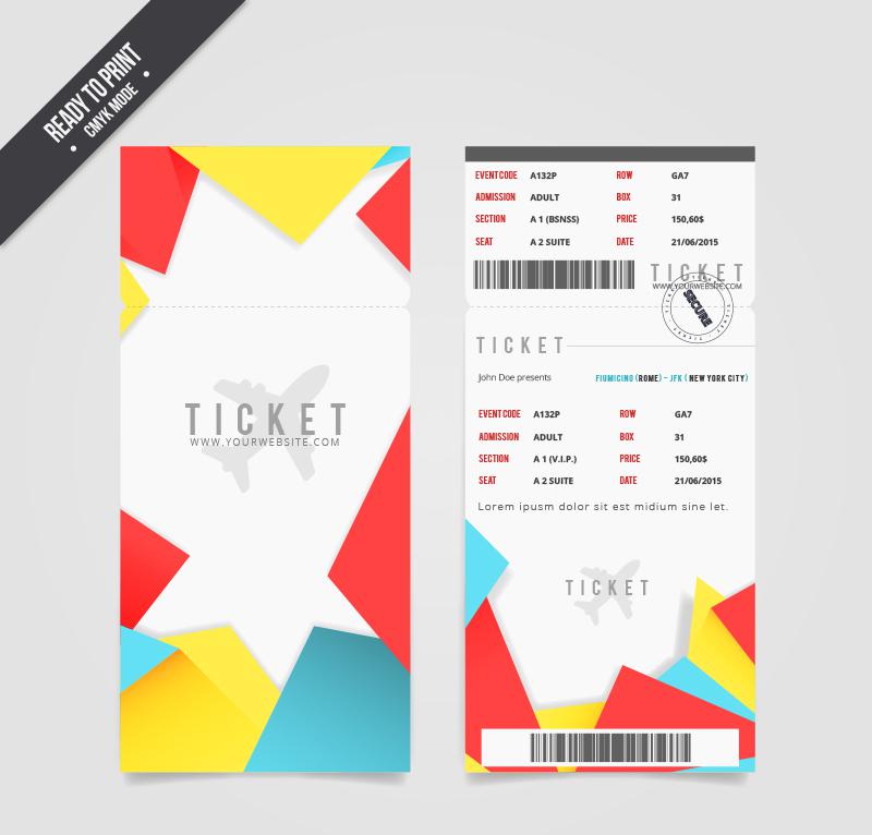 800x766 Fashion Plane Ticket Design Vector