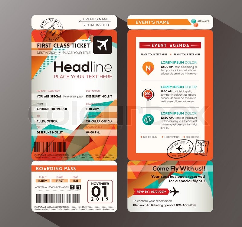 800x750 Modern Design Boarding Pass Ticket Stock Vector Colourbox