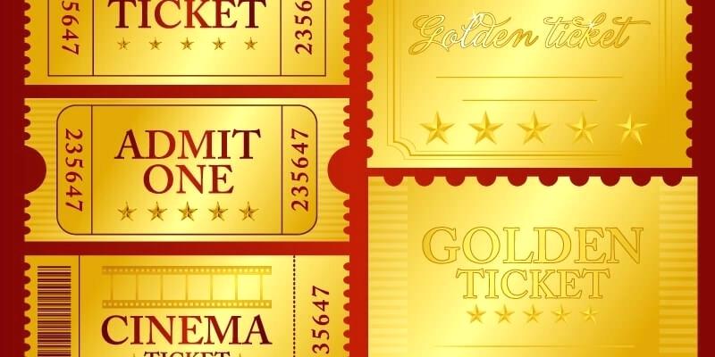 800x400 Premium Ticket Design Template Photoshop Event Vector Golden