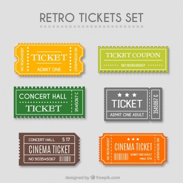 626x626 Retro Tickets Set Vector Free Download Tools Ticket Template