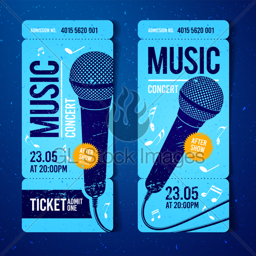 500x500 Vector Illustration Blue Music Concert Ticket Design Temp Gl