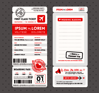 340x319 Aircraft Ticket Design Vector Set Free Download
