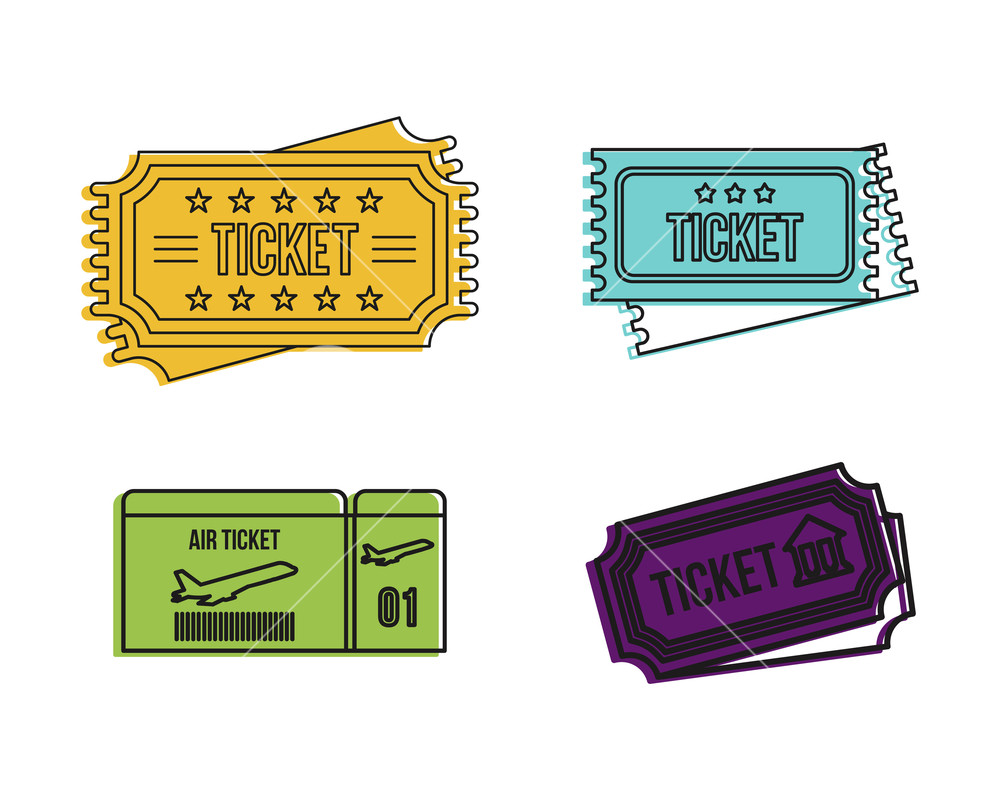 1000x800 Ticket Icon Set Color Outline Set Of Ticket Vector Icons For Web