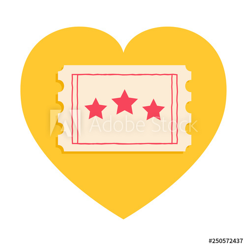 500x500 Big Ticket With Red Stars Heart Shape Admit One I Love Movie