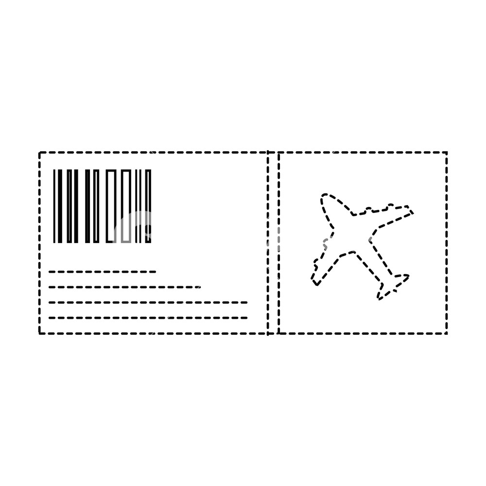 1000x1000 Dotted Shape Airplane Ticket Travel To Vacation Tourism Vector