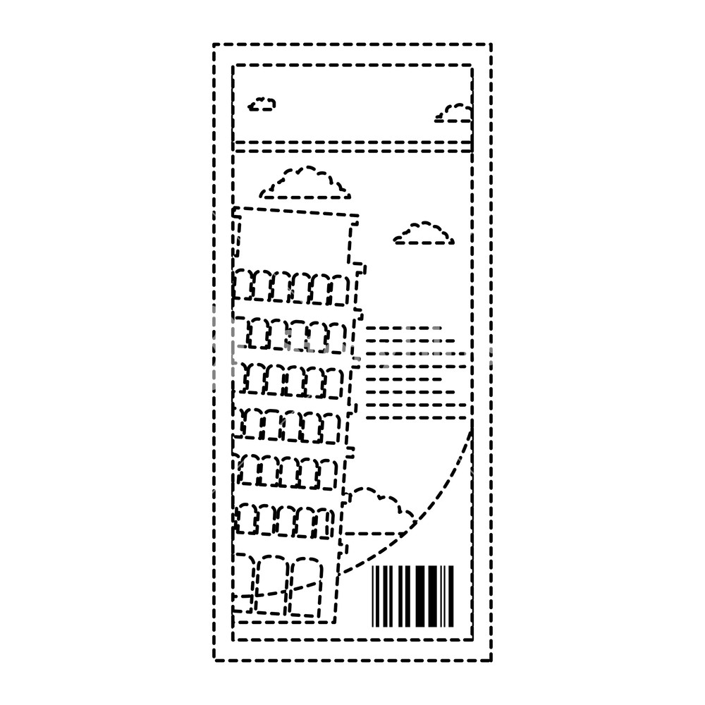 1000x1000 Dotted Shape Leaning Tower Of Pisa Ticket Vacation Vector