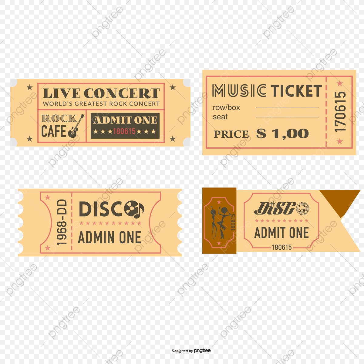 1200x1200 Vector Retro Concert Ticket Stub Vector Set, Retro Vector, Ticket