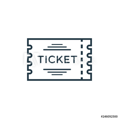 500x500 Ticket Vector Icon Outline Style Isolated On White Background
