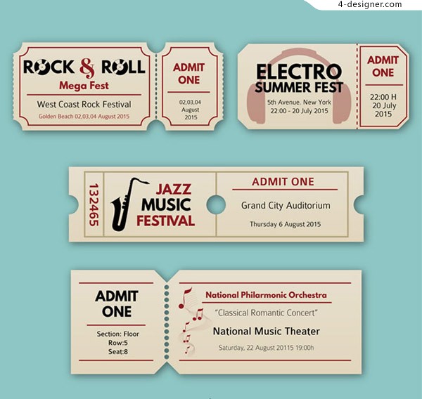 600x568 Designer Concert Ticket Vector