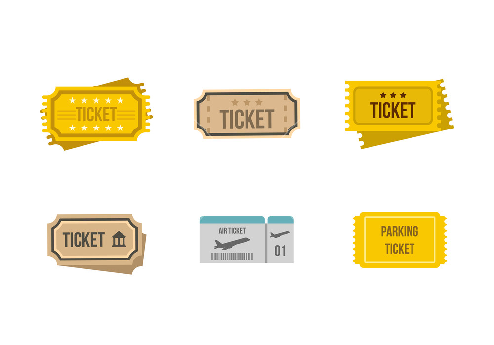 1000x698 Ticket Icon Set Flat Set Of Ticket Vector Icons For Web Design