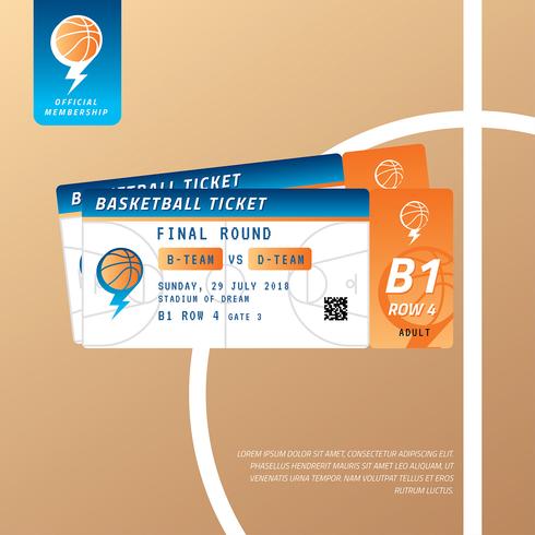 490x490 Basketball Match Ticket Vector