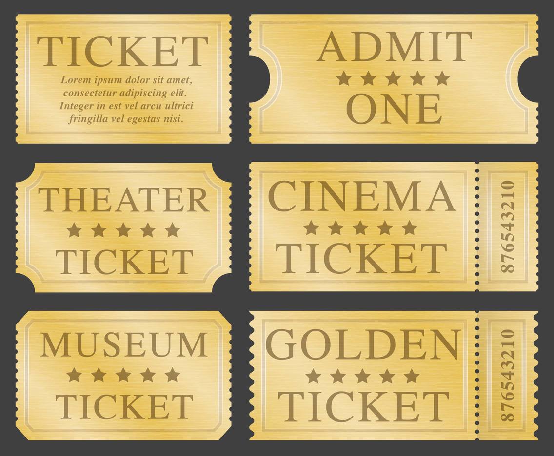 1136x936 Golden Tickets Vector Art Graphics