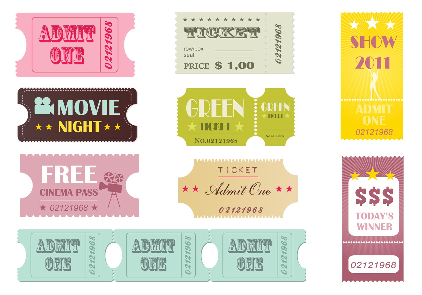 1400x980 Retro Tickets Vector Pack