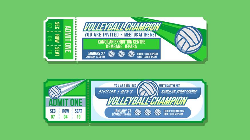 875x490 Volleyball Champion Event Ticket Vector