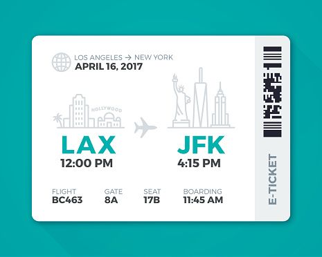 465x372 Electronic Boarding Pass Airline Ticket Vector Art Illustration