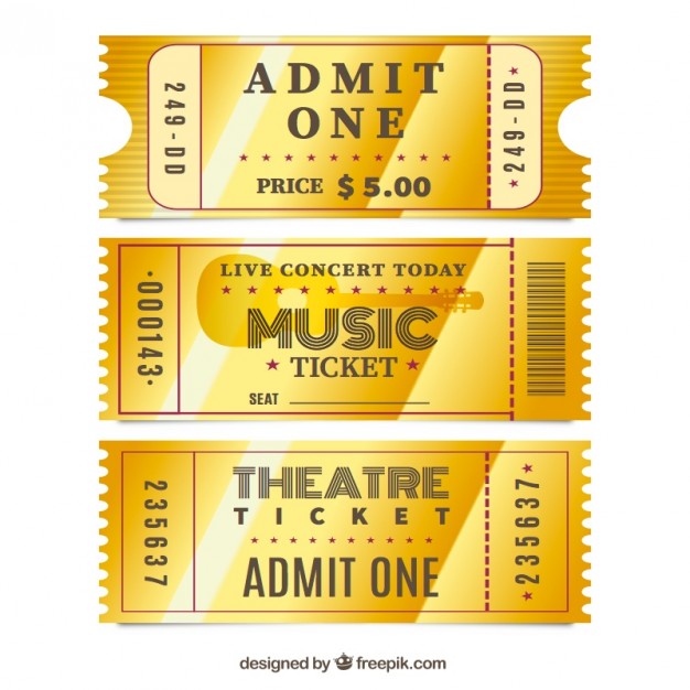 626x626 Gold Tickets Vector Free Download
