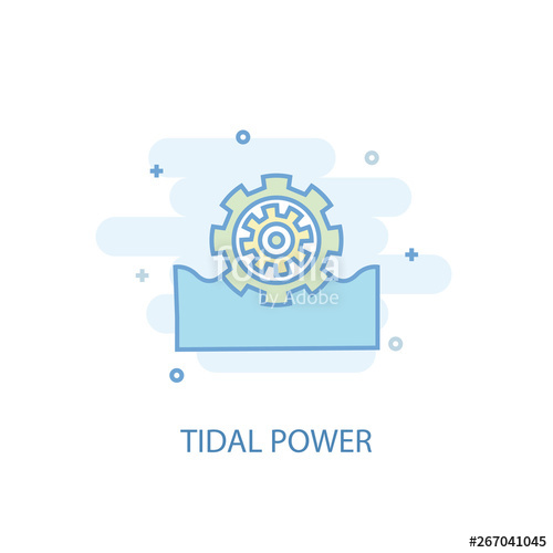 500x500 Tidal Power Line Trendy Icon Simple Line, Colored Illustration