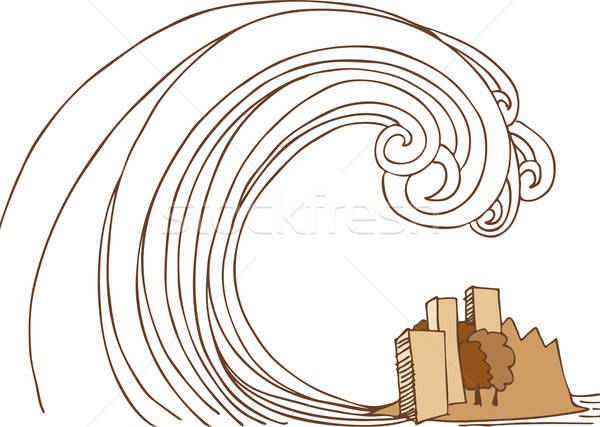 Tsunami Tidal Wave On City Vector Illustration John Takai 600x427 Tsunami Tidal Wave On City Vector Illustration John Takai