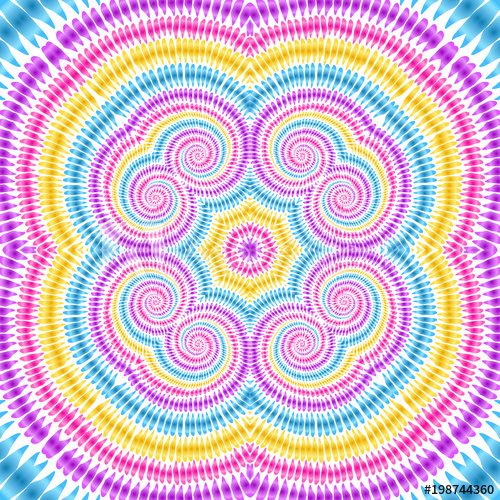 500x500 Tie Dye Background Boho Hippie Vector Shibori Rainbow Spiral