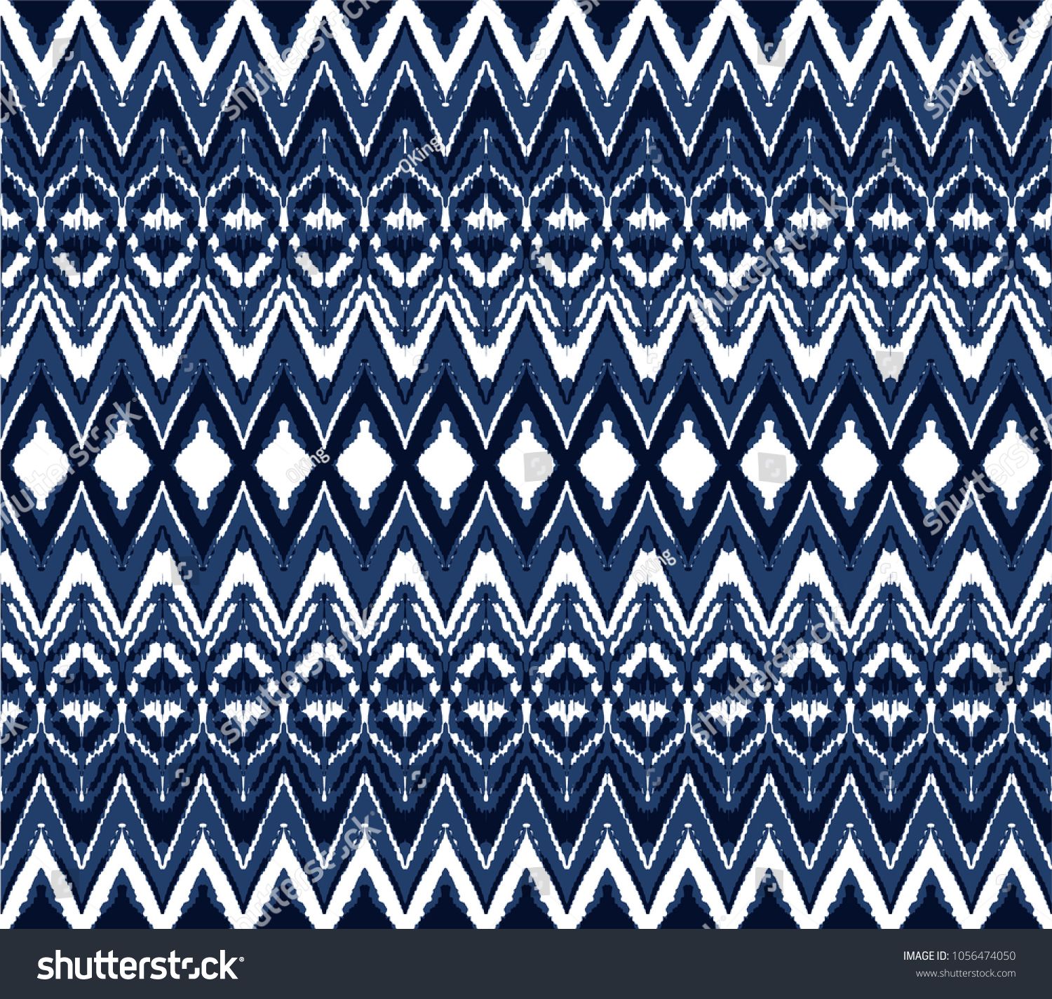 1500x1425 Ikat Seamless Pattern Vector Tie Dye Shibori Print With Stripes