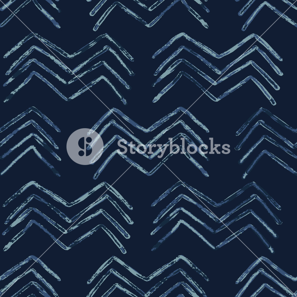 1000x1000 Indigo Tie Dye Batik Chevron Seamless Vector Pattern Drawn