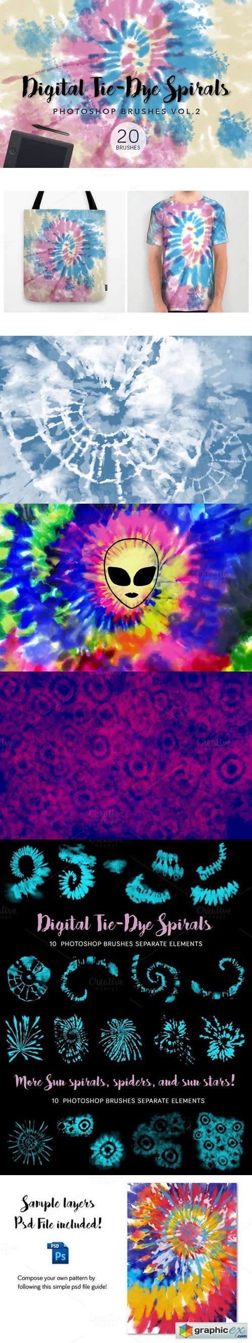 500x2664 Digital Tie Dye Spirals Vol Free Download Vector Stock Image