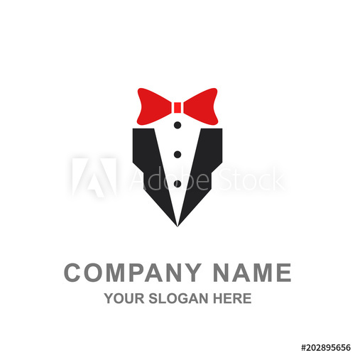 500x500 Tuxedo Suit Bow Tie Gentleman Fashion Style Logo Vector