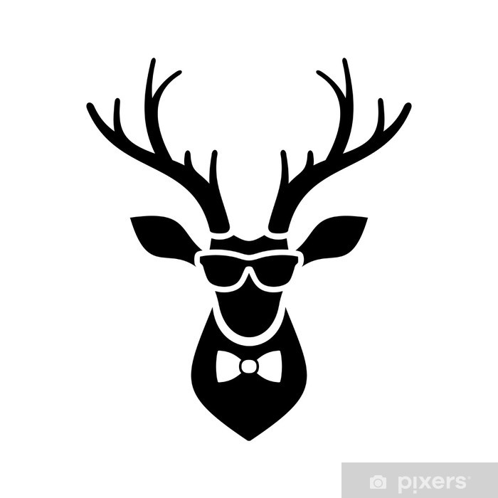 700x700 Deer Head Icon With Hipster Sunglasses And Bow Tie Vector Logo