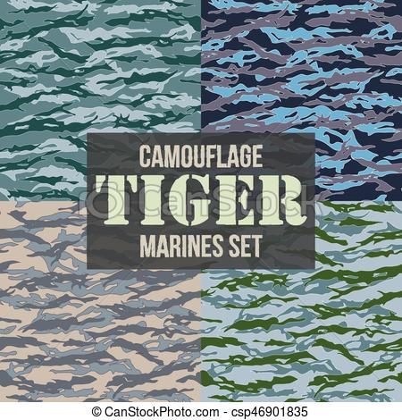 450x470 Tiger Stripe Camouflage Seamless Patterns Of Marines Forces