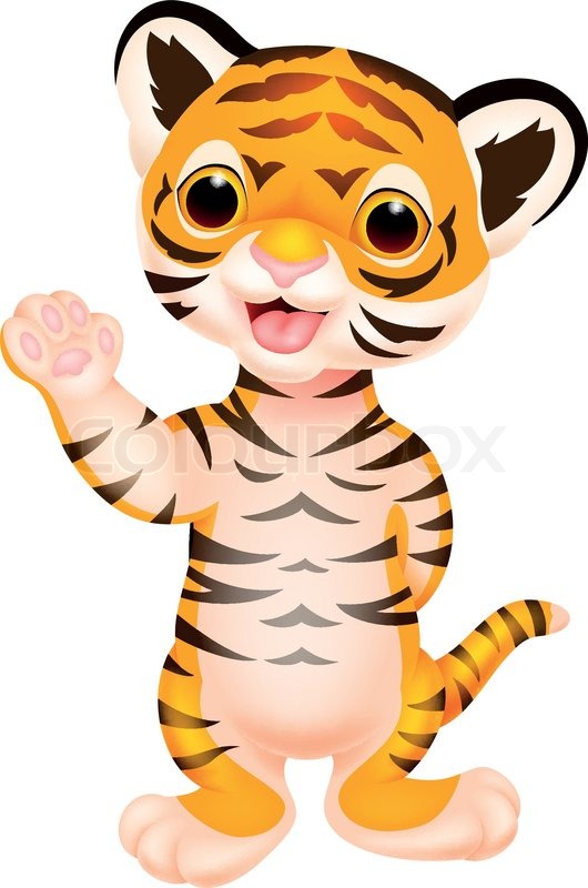 530x800 Cute Baby Tiger Cartoon Waving Stock Vector Colourbox
