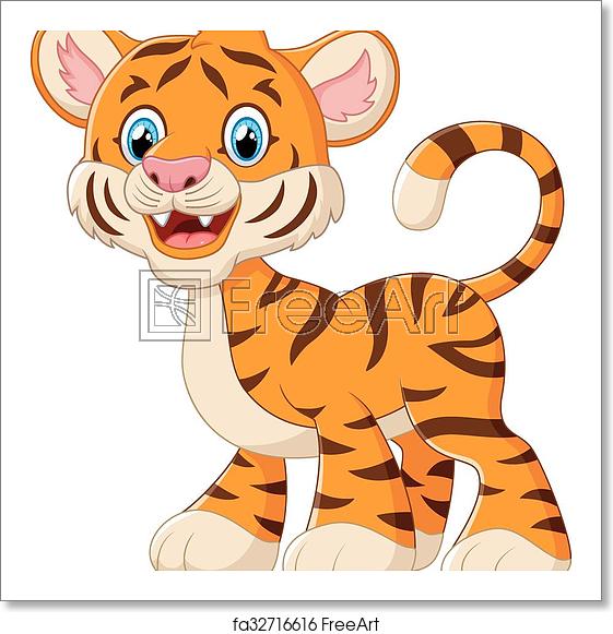 561x581 Free Art Print Of Cute Baby Tiger Cartoon Vector Illustration
