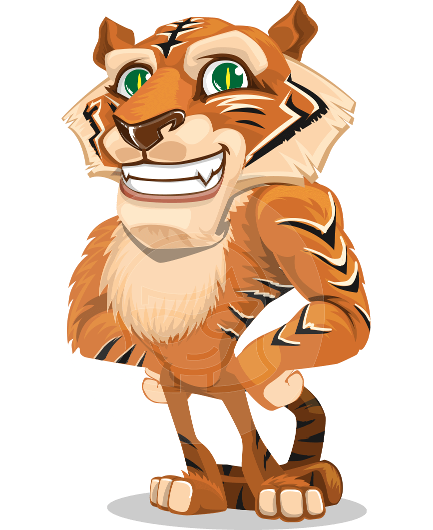 867x1060 Tiger Cartoon Character Vector Illustration