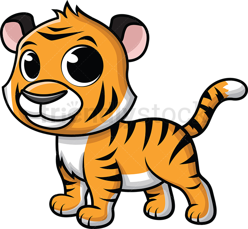 800x741 Cute Baby Tiger Cartoon Vector Clipart