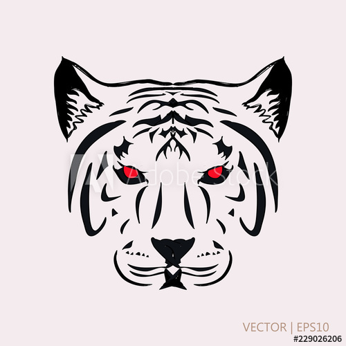 500x500 Tiger With Red Eyes Vector Illustration