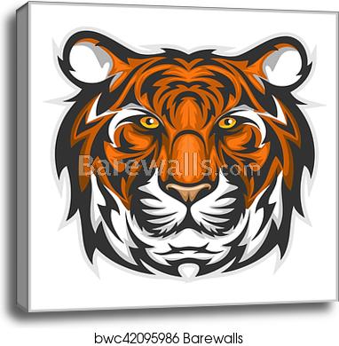 382x390 Tigers Face Vector Illustration Of A Tiger Head, Canvas Print