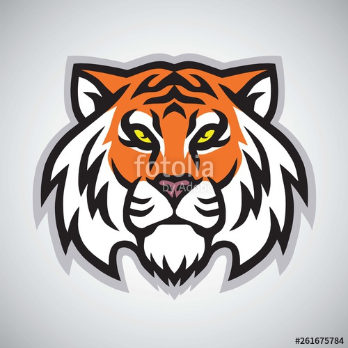 500x500 Tiger Head Logo Vector Mascot Design Illustration Stock Image
