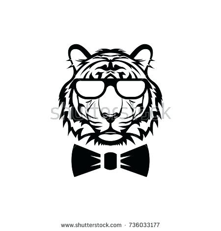 450x470 Vector Tiger Head Face For Retro Logos Emblems Badges Labels