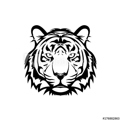 500x500 Vector Tiger Head, Face For Retro Logos, Emblems, Badges, Labels
