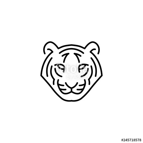 500x500 White Tiger Head Logo Vector Icon Illustration Line Outline
