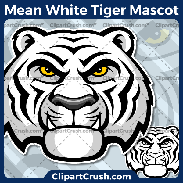 600x600 Mean Angry White Tiger Head Mascot Clipart