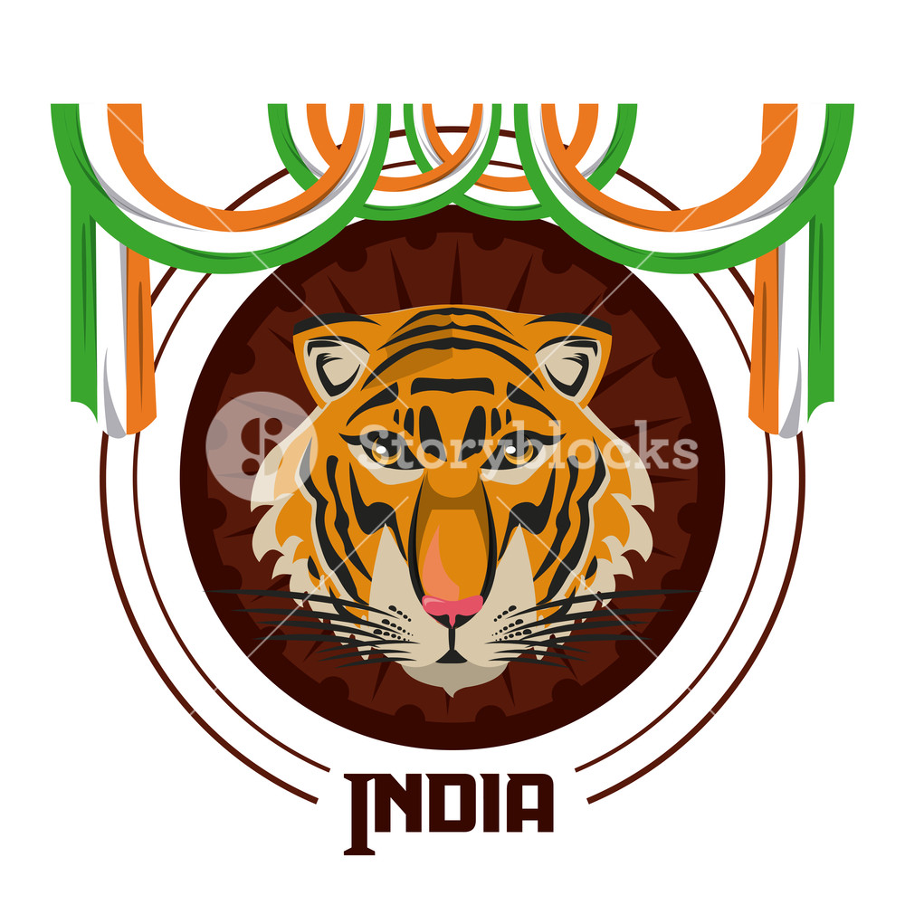 1000x1000 Welcome To India Card With Beautiful Tiger Head Vector