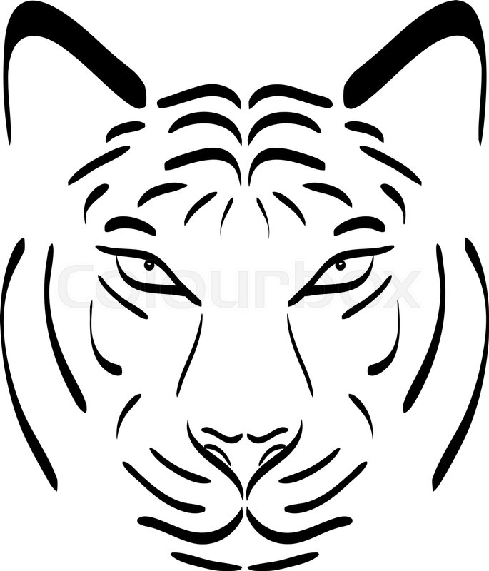 685x800 Tiger Head Silhouette Vector Tiger Stock Vector Colourbox