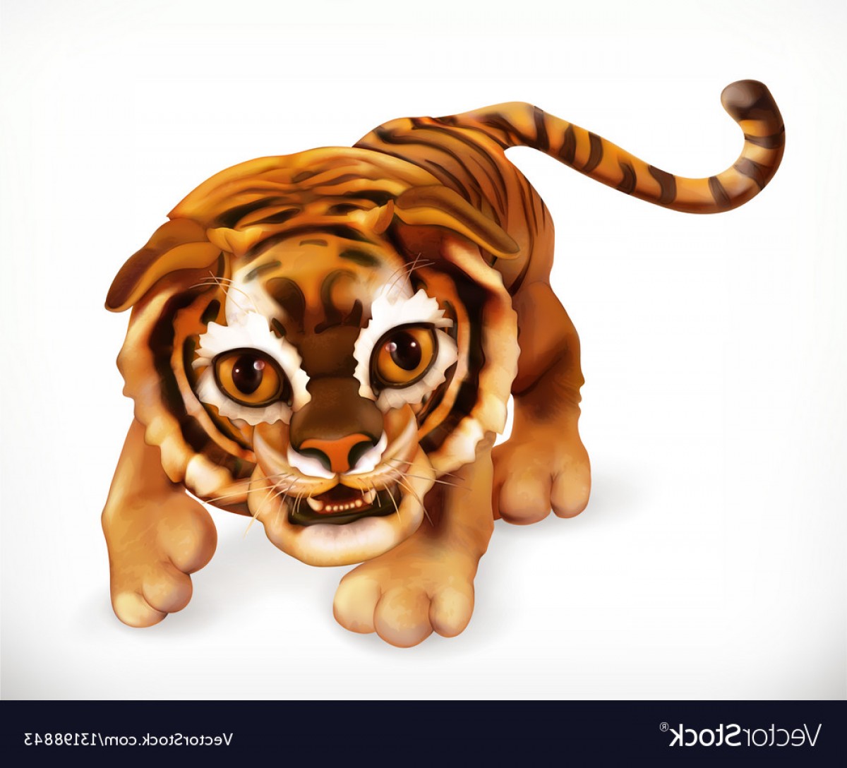 1200x1088 Tiger Cub Funny Animal D Icon Vector Savoyuptown
