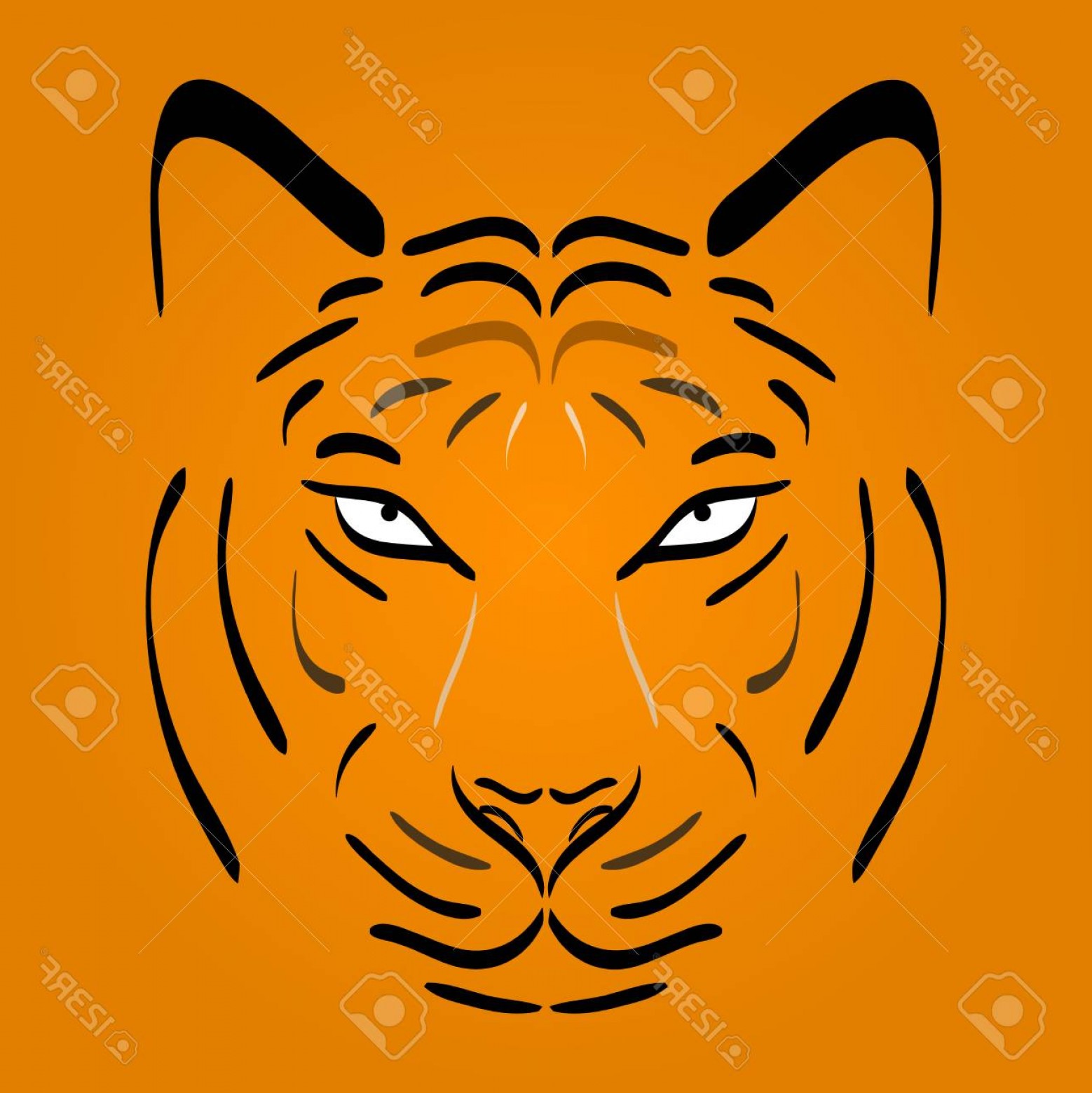 1558x1560 Tiger Face Silhouette Vector Catamart