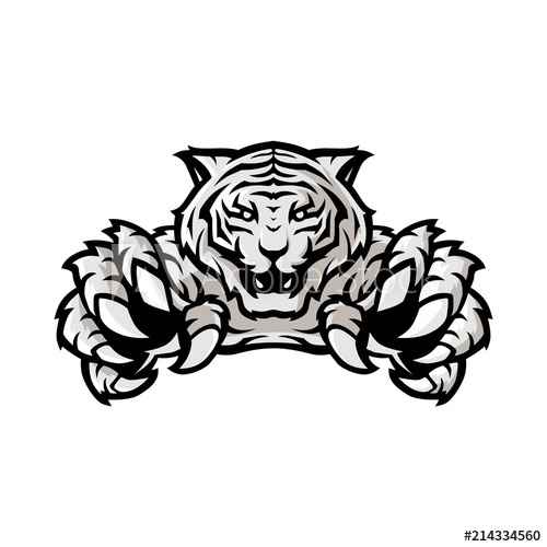 500x500 White Tiger Sport Gaming Logo Vector Template With White