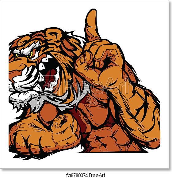 561x581 Free Art Print Of Tiger Mascot Body Vector Cartoon Cartoon Vector